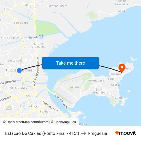 Estação De Caxias (Ponto Final - 415t) to Freguesia map
