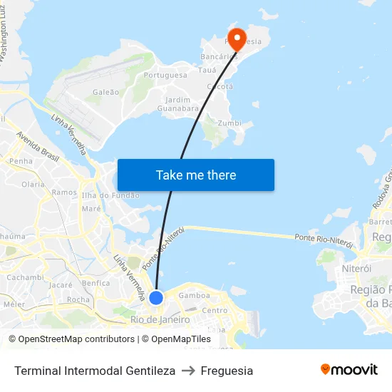 Terminal Intermodal Gentileza to Freguesia map