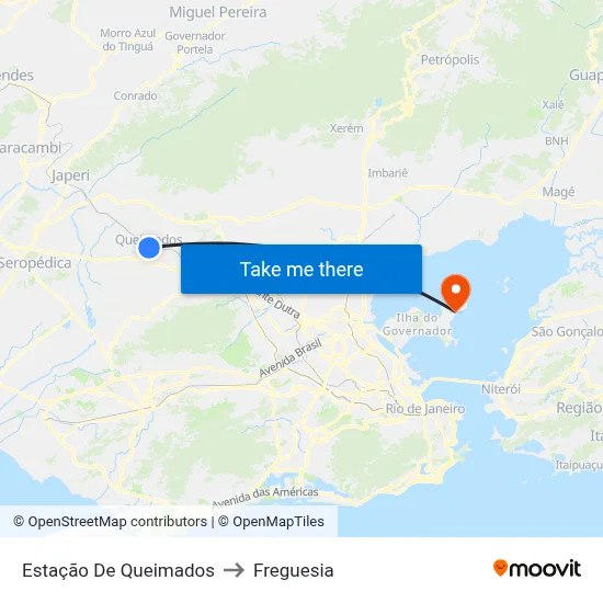 Estação De Queimados to Freguesia map