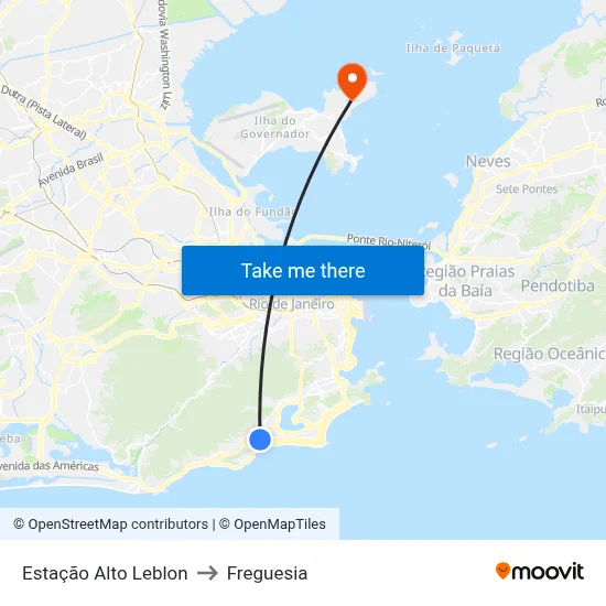 Estação Alto Leblon to Freguesia map