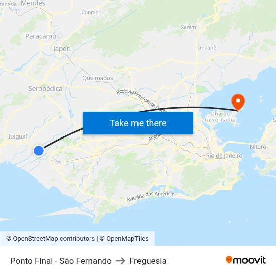 Ponto Final - São Fernando to Freguesia map