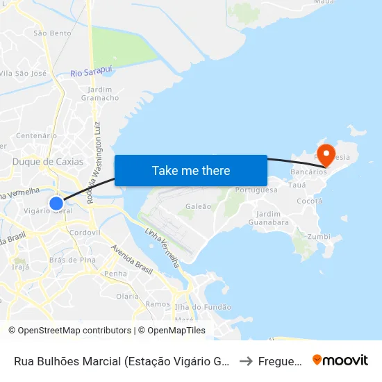 Rua Bulhões Marcial (Estação Vigário Geral) to Freguesia map