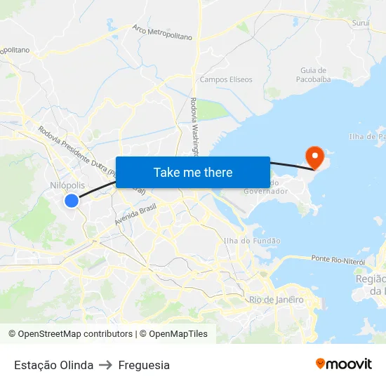 Estação Olinda to Freguesia map