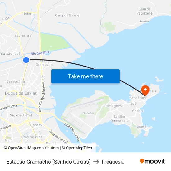 Estação Gramacho (Sentido Caxias) to Freguesia map