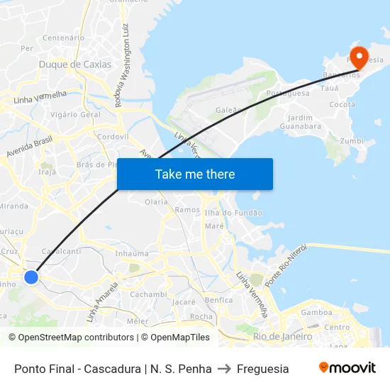 Ponto Final - Cascadura | N. S. Penha to Freguesia map