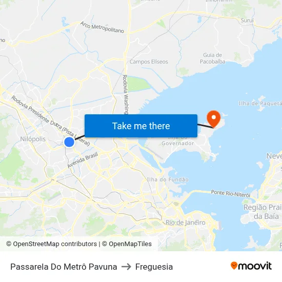 Passarela Do Metrô Pavuna to Freguesia map