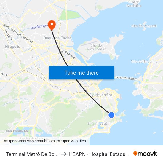 Terminal Metrô De Botafogo (Vila Isabel) to HEAPN - Hospital Estadual Adão Pereira Nunes. map