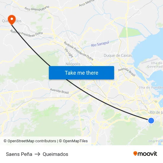 Saens Peña to Queimados map