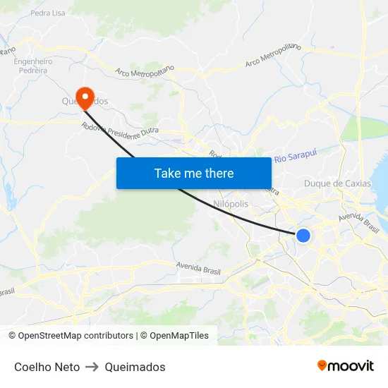 Coelho Neto to Queimados map