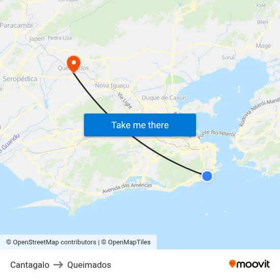 Cantagalo to Queimados map