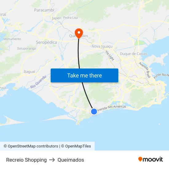 Recreio Shopping to Queimados map