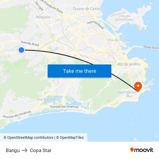 Bangu to Copa Star map