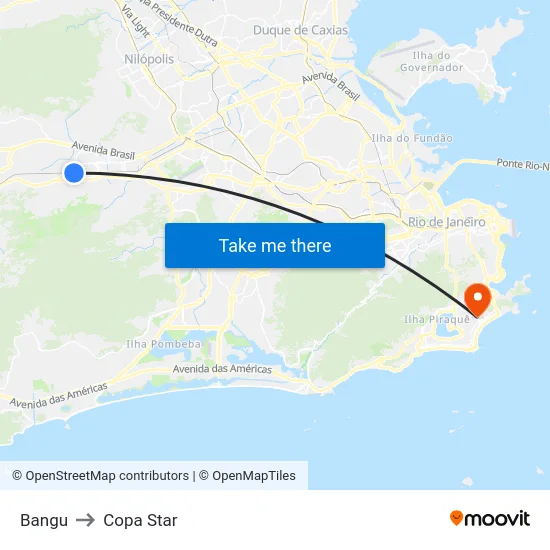 Bangu to Copa Star map