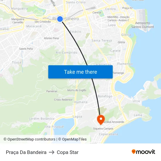 Praça Da Bandeira to Copa Star map