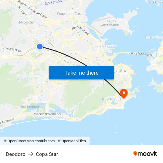 Deodoro to Copa Star map
