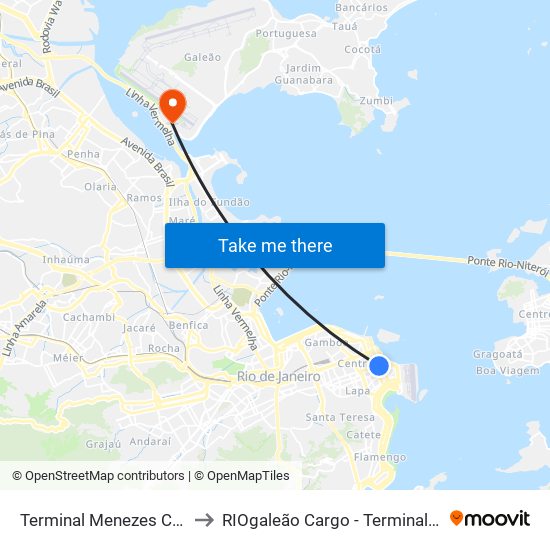 Terminal Menezes Cortes - Plataforma B to RIOgaleão Cargo - Terminal de Cargas Aéreas (TECA) map