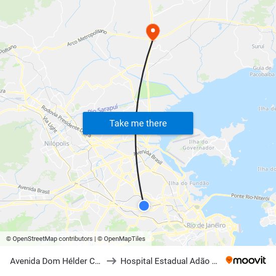 Avenida Dom Hélder Câmara, 6769 to Hospital Estadual Adão Pereira Nunes map