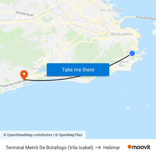 Terminal Metrô De Botafogo (Vila Isabel) to Helimar map