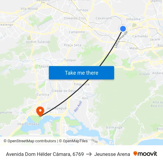 Avenida Dom Hélder Câmara, 6769 to Jeunesse Arena map