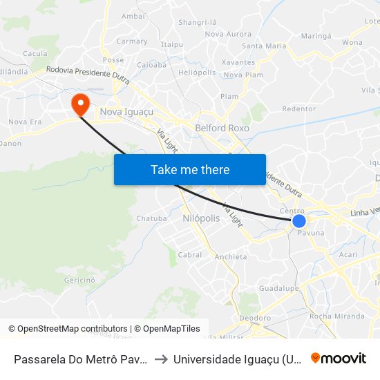 Passarela Do Metrô Pavuna to Universidade Iguaçu (Unig) map