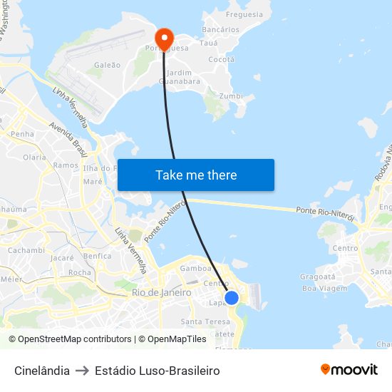 Cinelândia to Estádio Luso-Brasileiro map