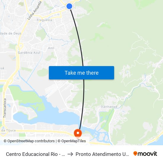 Centro Educacional Rio - Freguesia to Pronto Atendimento Unimed Rio map