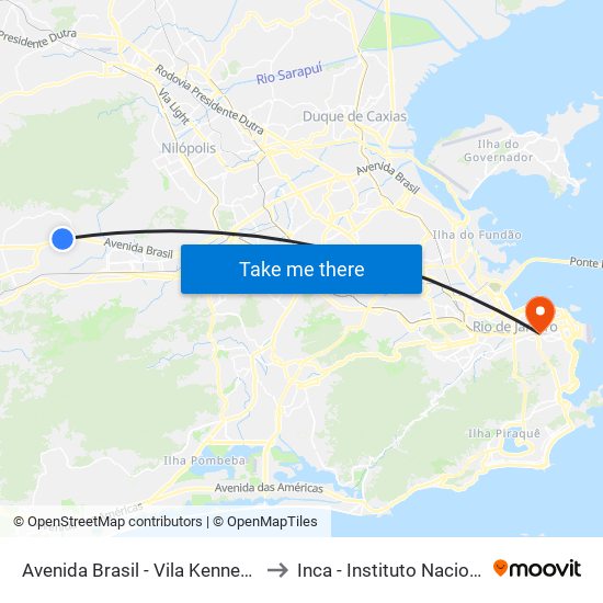 Avenida Brasil - Vila Kennedy (Praça Miami) to Inca - Instituto Nacional De Câncer map