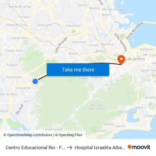 Centro Educacional Rio - Freguesia to Hospital Israelita Albert Sabin map