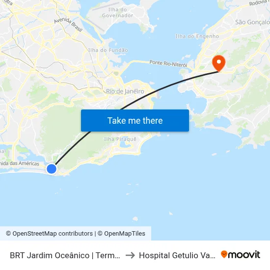 BRT Jardim Oceânico | Term. Nuta James to Hospital Getulio Vargas Filho map