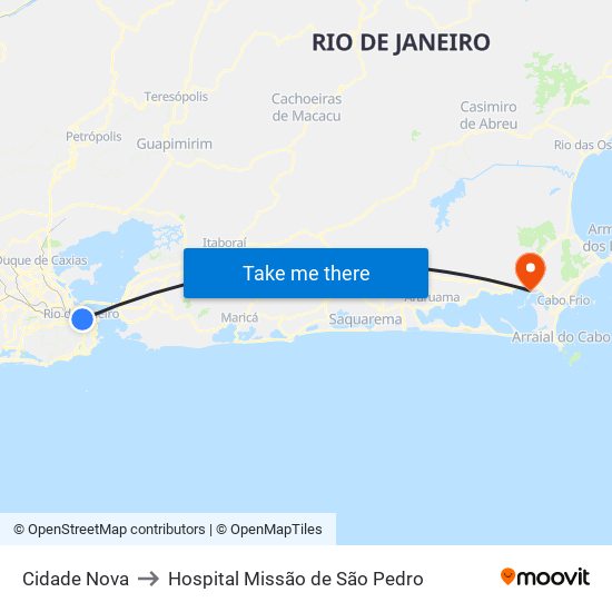 Cidade Nova to Hospital Missão de São Pedro map