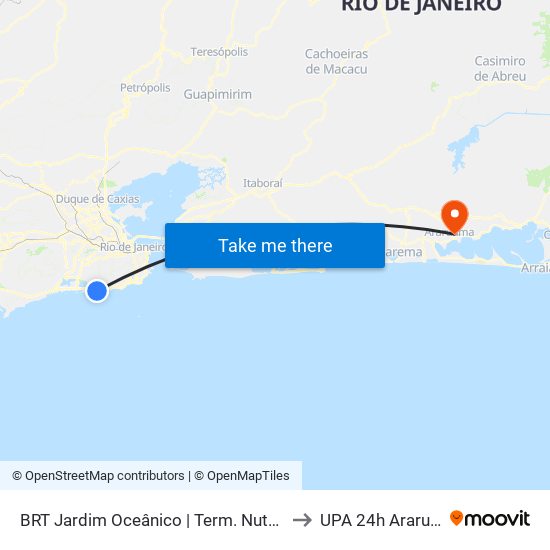 BRT Jardim Oceânico | Term. Nuta James to UPA 24h Araruama map