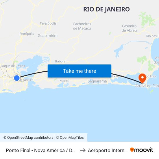 Ponto Final - Nova América / Del Castilho (Linhas Para Barra E Jpa) to Aeroporto Internacional de Cabo Frio map