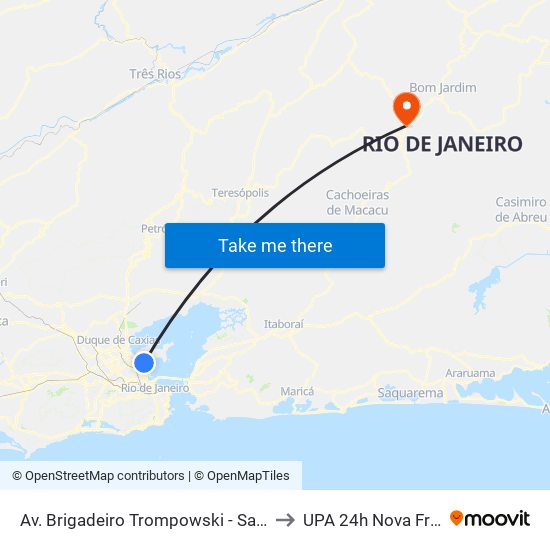 Av. Brigadeiro Trompowski - Saída Da Ilha to UPA 24h Nova Friburgo map