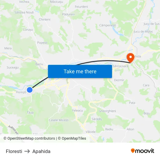 Floresti to Apahida map