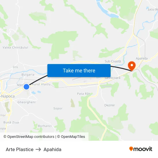 Arte Plastice to Apahida map