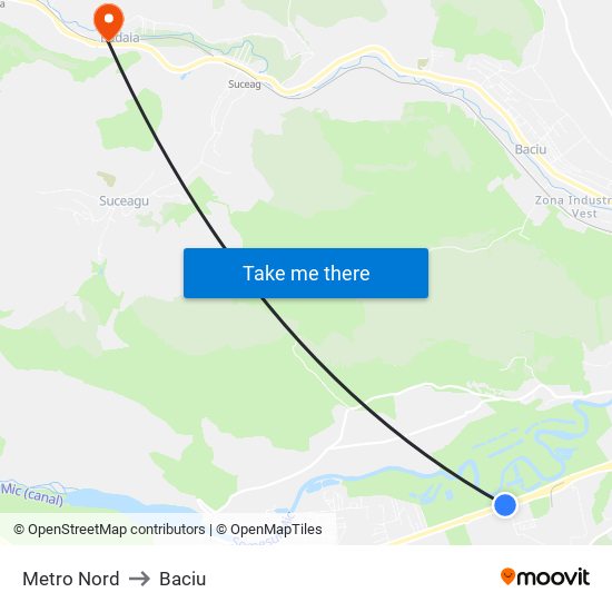 Metro Nord to Baciu map