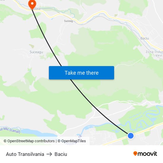 Auto Transilvania to Baciu map