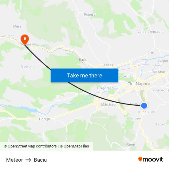 Meteor to Baciu map