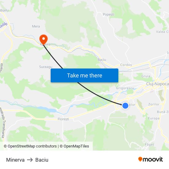 Minerva to Baciu map