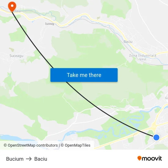 Bucium to Baciu map