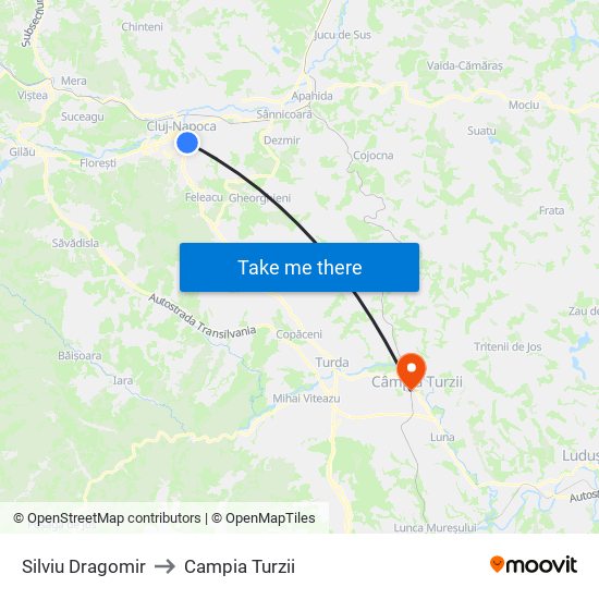 Silviu Dragomir to Campia Turzii map