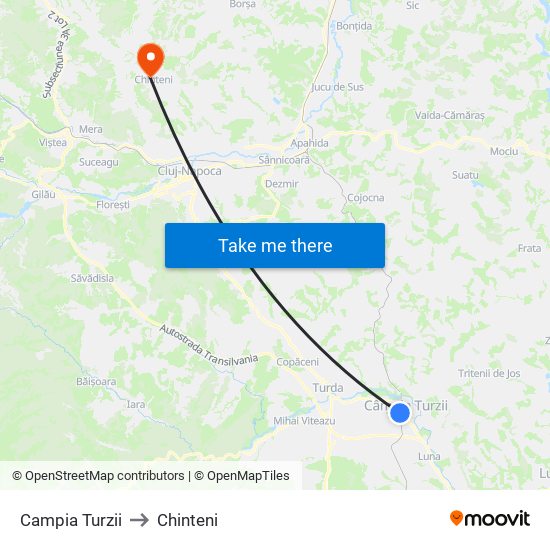 Campia Turzii to Chinteni map