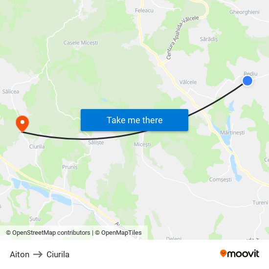 Aiton to Ciurila map