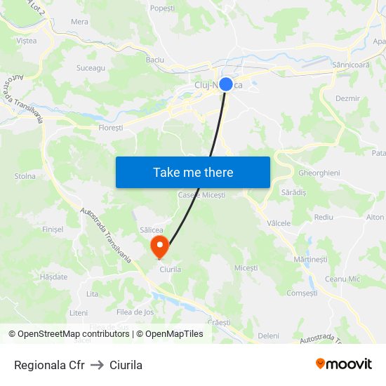 Regionala Cfr to Ciurila map