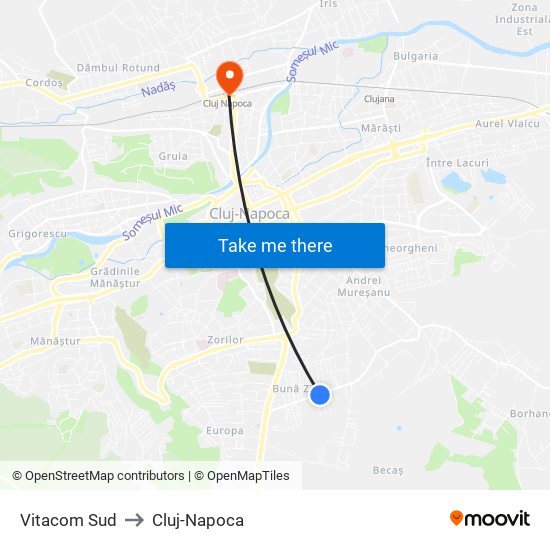 Vitacom Sud to Cluj-Napoca map