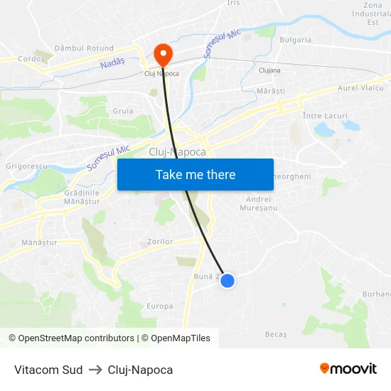Vitacom Sud to Cluj-Napoca map