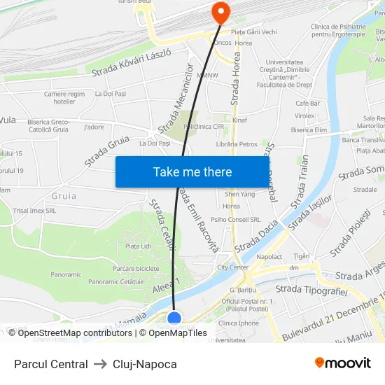 Parcul Central to Cluj-Napoca map
