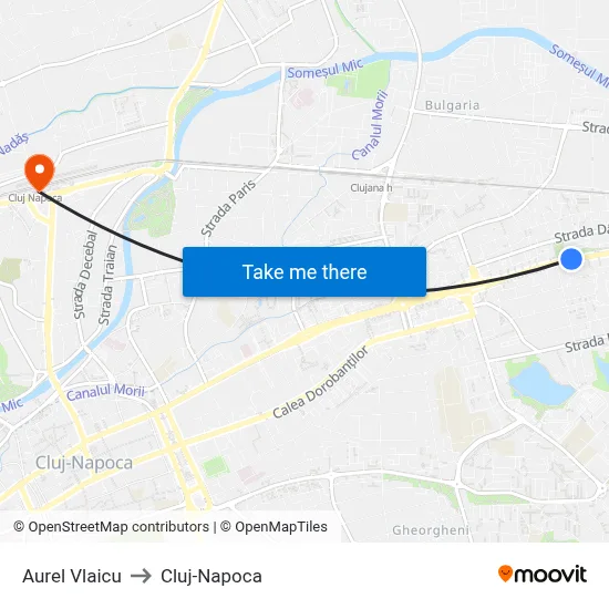 Aurel Vlaicu to Cluj-Napoca map