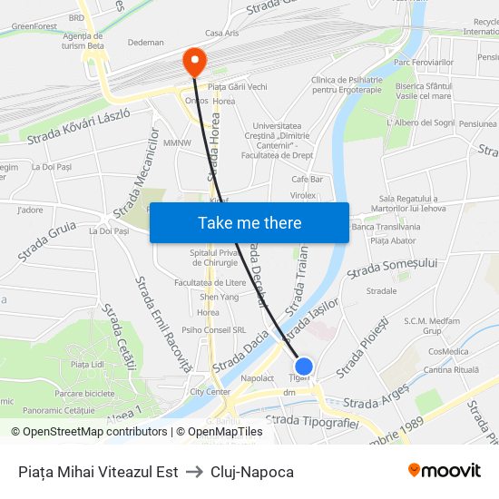 Piața Mihai Viteazul Est to Cluj-Napoca map