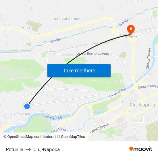 Petuniei to Cluj-Napoca map